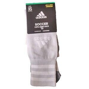 Adidas Soccer Copa Zone Cushion IV OTC Sock XS Youth Size 9C-1Y - Grey and White